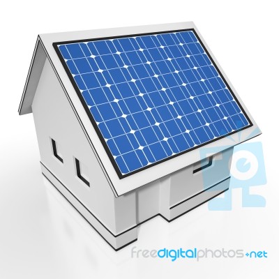 House With Solar Panels Showing Sun Electricity Stock Image