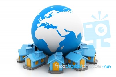 Houses Round The Globe Stock Image