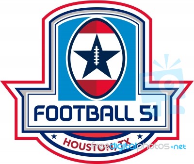 Houston American Football 51 Stars Crest Retro Stock Image