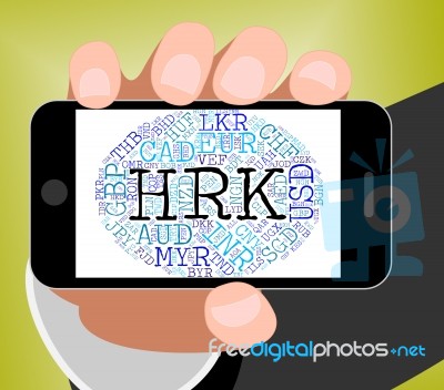 Hrk Currency Shows Croatia Kuna And Coin Stock Image