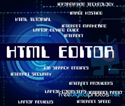 Html Editor Indicates Hypertext Markup Language And Boss Stock Image