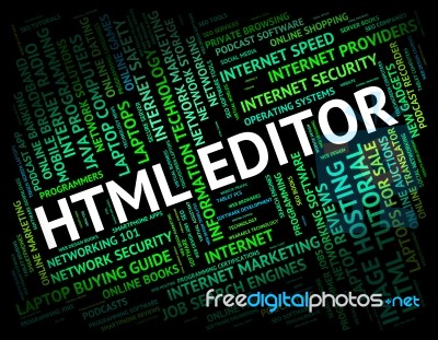 Html Editor Means Hypertext Markup Language And Boss Stock Image
