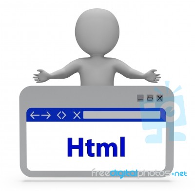 Html Webpage Indicates Hypertext Markup Language 3d Rendering Stock Image