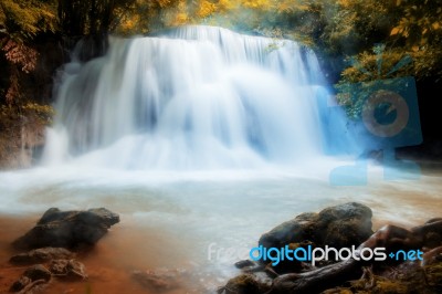 Huay Mae Kamin Waterfall Of Thailand Stock Photo