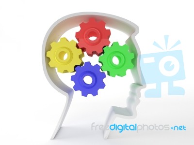 Human Brain With Gear Stock Image