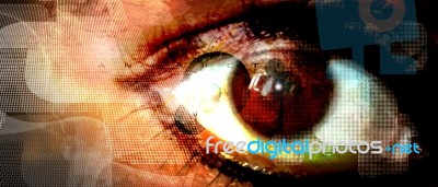 Human Eye On Technology Design Background Stock Image