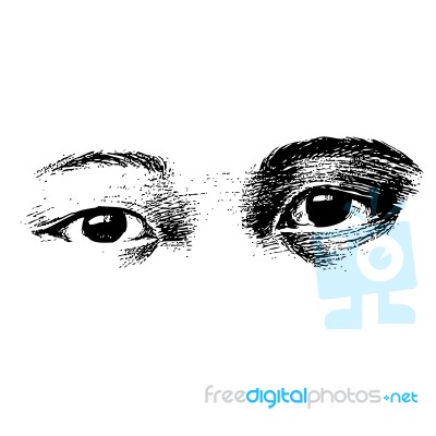 Human Eyes Hand Drawn Stock Image
