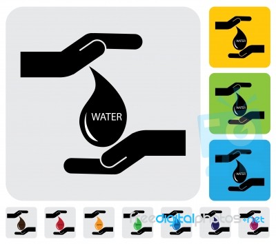 Human Hands Conserving Water Concept- Simple  Graphic Stock Image