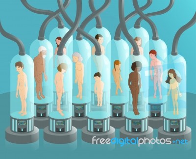 Human In The Test Tubes Stock Image