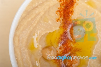 Hummus With Mint On Top Stock Photo