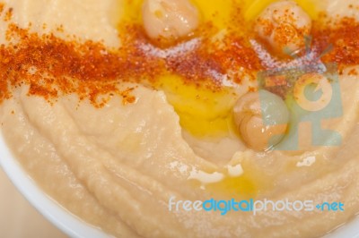 Hummus With Mint On Top Stock Photo