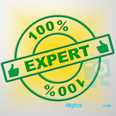 Hundred Percent Expert Indicates Training Proficiency And Experts Stock Image