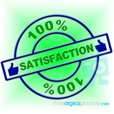 Hundred Percent Satisfaction Indicates Contentment Gratification And Absolute Stock Image