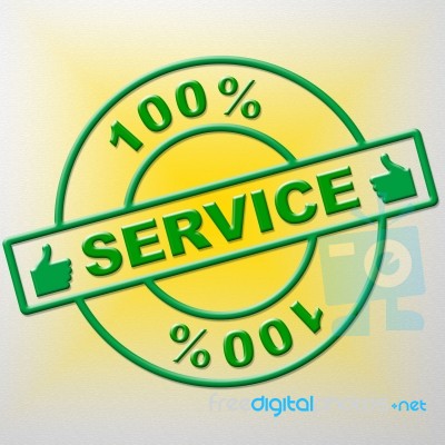 Hundred Percent Service Shows Help Desk And Advice Stock Image