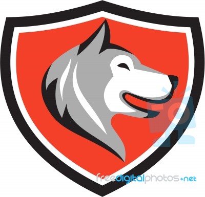 Husky Dog Head Shield Retro Stock Image