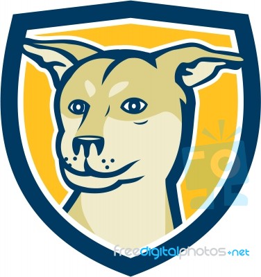 Husky Shar Pei Cross Dog Head Shield Cartoon Stock Image