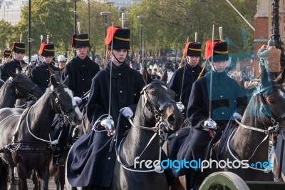 Hussars Parading On Horseback At The Lord Mayor's Show Stock Photo