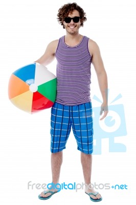 I Going To Play In Beach Stock Photo