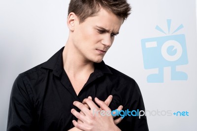 I Have A Severe Chest Pain ! Stock Photo