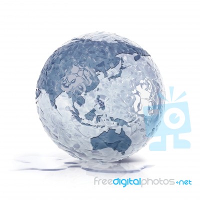 Ice Globe 3d Illustration Asia And Australia Map Stock Photo