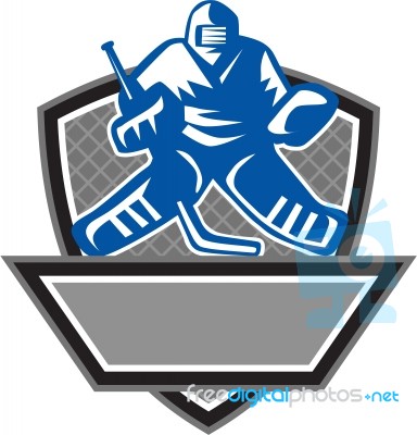 Ice Hockey Goalie Crest Retro Stock Image