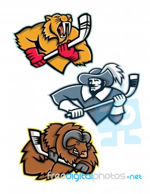 Ice Hockey Sports Mascot Collection Stock Image