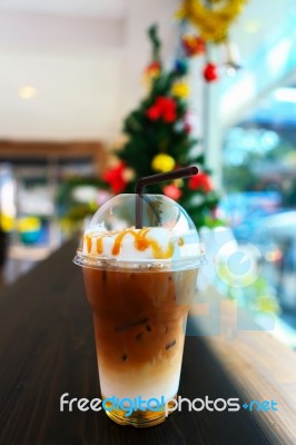 Iced Caramel Coffee Stock Photo