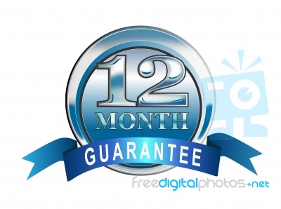 Icon 12 Month Guarantee Blue Stock Image