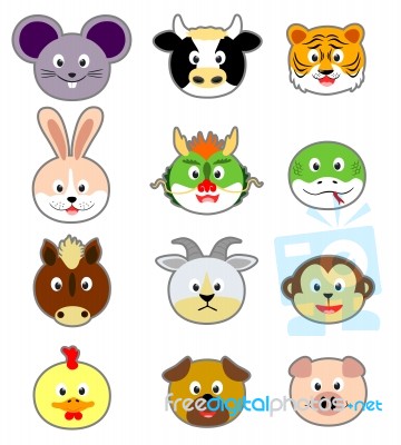 Icon For Twelve Animals Of Chinese Zodiac Stock Image