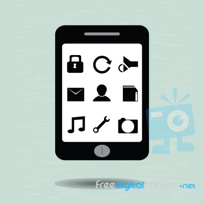 Icon Set And Smart Phone Stock Image