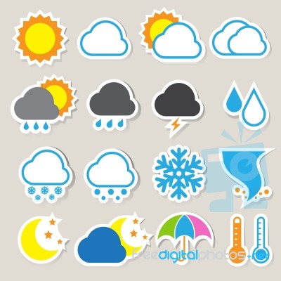 Icon Set Of Weather ,illustration Stock Image