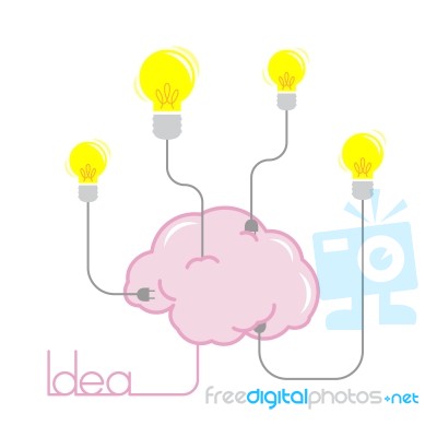 Idea Light Bulb Energy From Brain Illustration Stock Image