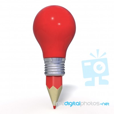 Idea Light Bulb With red Pencil Stock Image