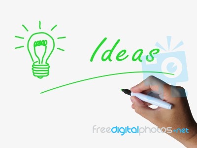 Ideas And Lightbulb Indicate Bright Idea And Concepts Stock Image