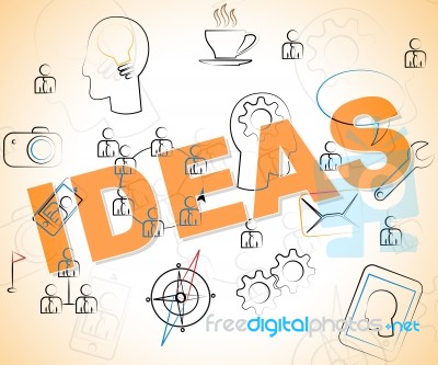 Ideas Word Shows Thinking Creativity And Deciding Stock Image