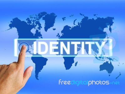 Identity Map Represents Internet Or International Identification… Stock Image