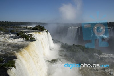 Iguazu Waterfalls On The Brazilian Stock Photo