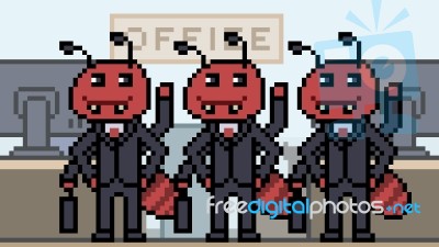 Illustration Design Pixel Art Ant Worker Stock Image