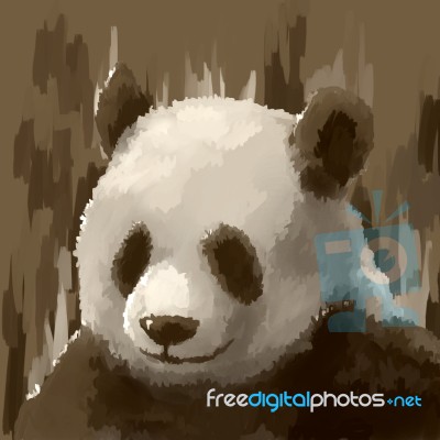 Illustration Digital Painting Animal Panda Stock Image