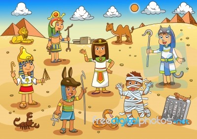 Illustration Of Egypt Child Cartoon Stock Image