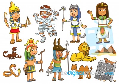 Illustration Of Egypt Child Cartoon Character Stock Image