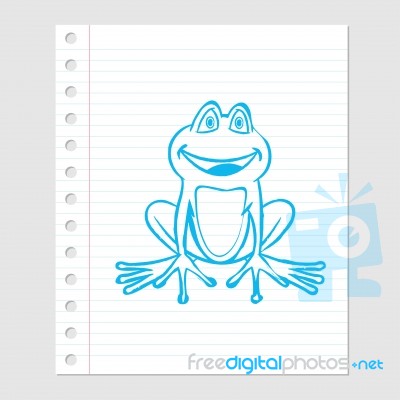 Illustration Of Frog Cartoon On Paper Sheet - Illustration Stock Image