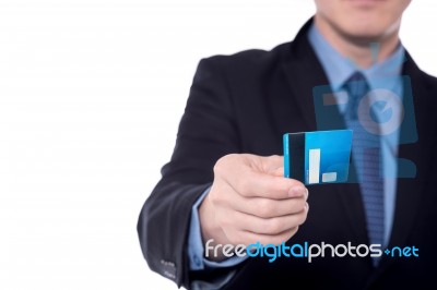 Image Of Businessman's Hand Holding Cash Card Stock Photo
