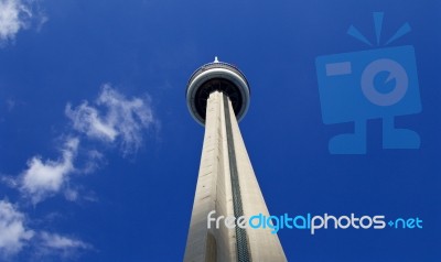 Image With Blue Sky, White Clouds And Cn Tower Stock Photo