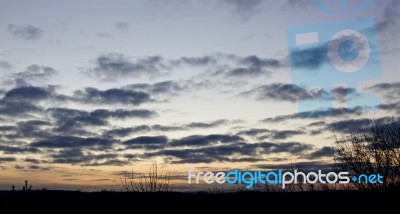 Image With The Beautiful Sunset And Clouds Stock Photo