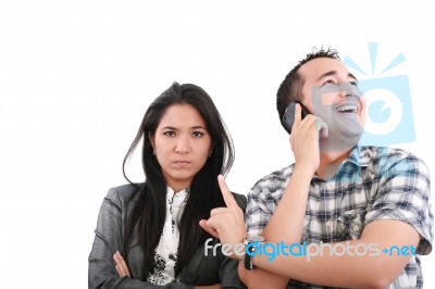 Impatient Lady With Husband Stock Photo