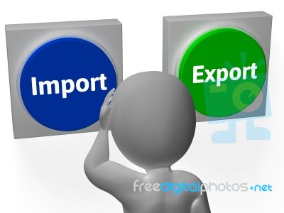Import Export Buttons Show International Cargo Trade Stock Image