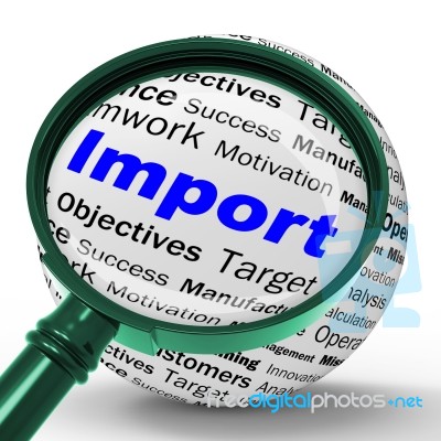 Import Magnifier Definition Means Importing Good Or Internationa… Stock Image