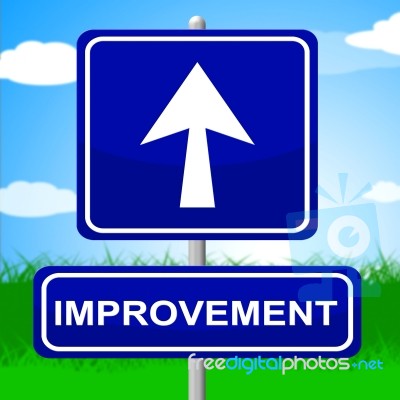 Improvement Sign Means Upward Progress And Advancing Stock Image