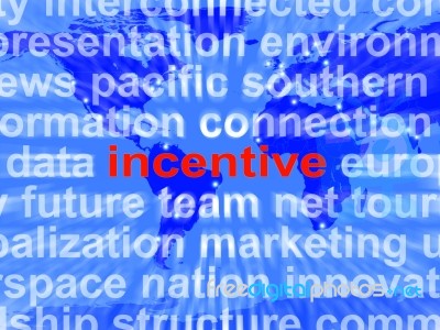 Incentive Word Cloud Shows Bonus Inducement Reward Stock Image